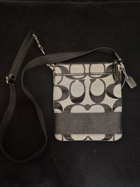 Coach Gray and Black Signature Crossbody